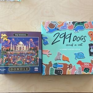 2 Fantastic Puzzles!  299 dogs and a cat puzzle and Dowdle Taj Mahal